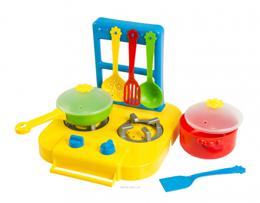 Набор игрушечной посуды столовый Ромашка с плитой 7 элементов